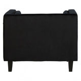 Flick Black Velvet Chair, Eucalyptus Wood, Wood, Black