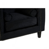 Flick Black Velvet Chair, Eucalyptus Wood, Wood, Black