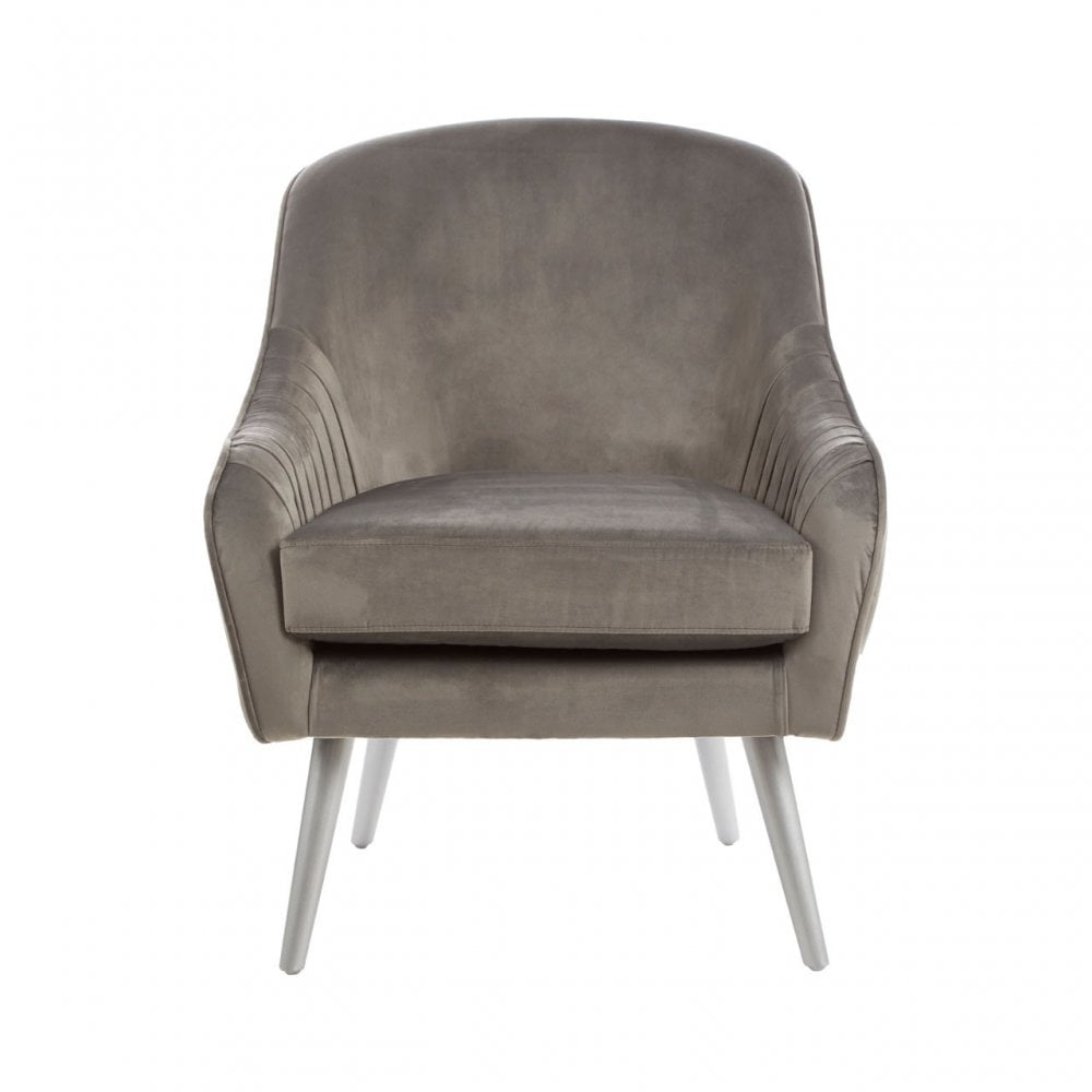 Louxor Grey Velvet Chair, Velvet, Grey