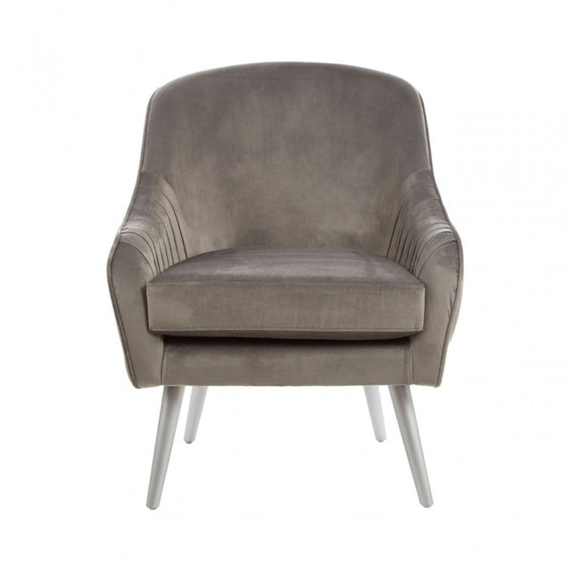 Louxor Grey Velvet Chair, Velvet, Grey