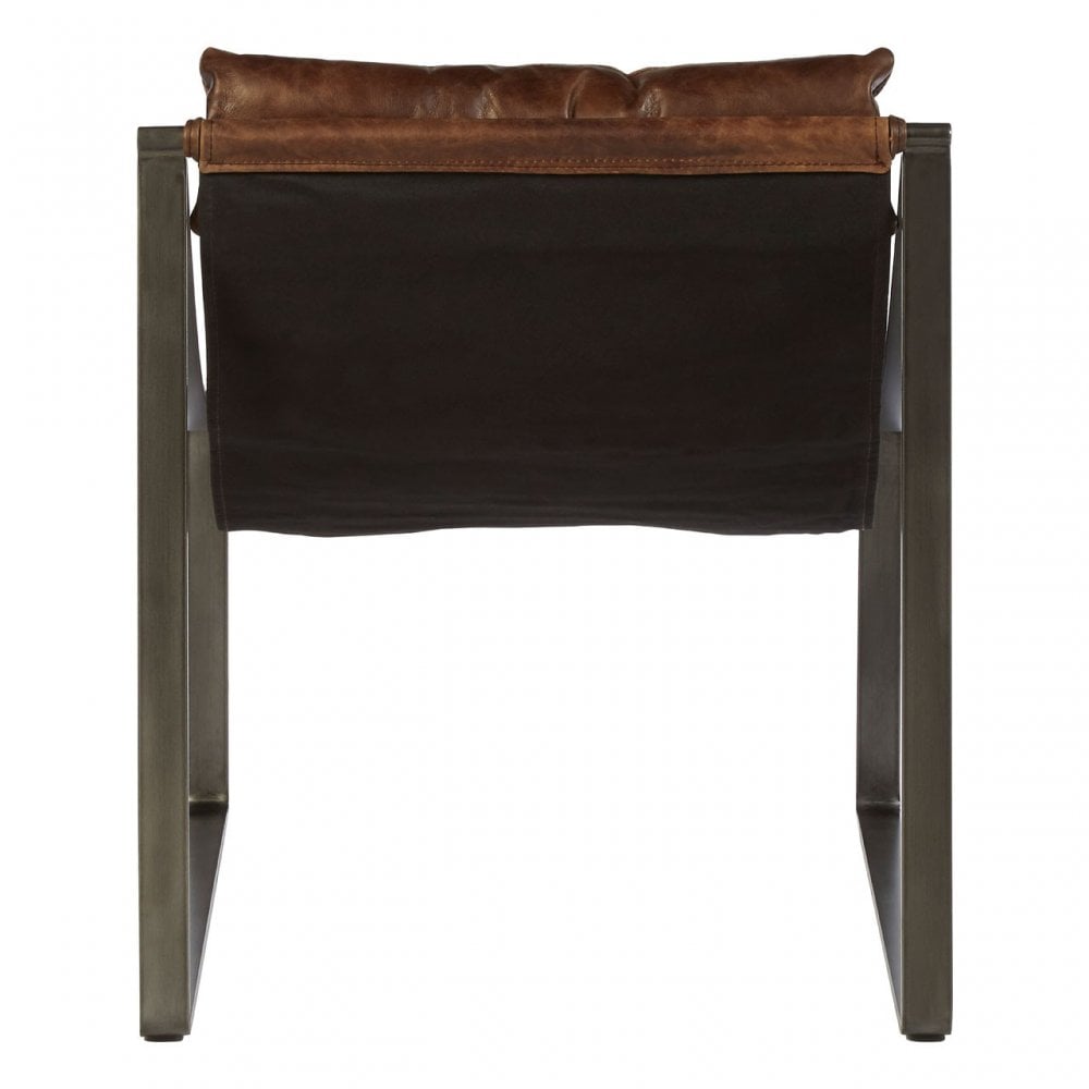 Maryn Brown Leather Chair, Leather, Iron, Linen, Brown