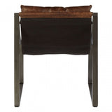 Maryn Brown Leather Chair, Leather, Iron, Linen, Brown
