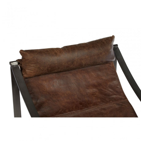Maryn Brown Leather Chair, Leather, Iron, Linen, Brown