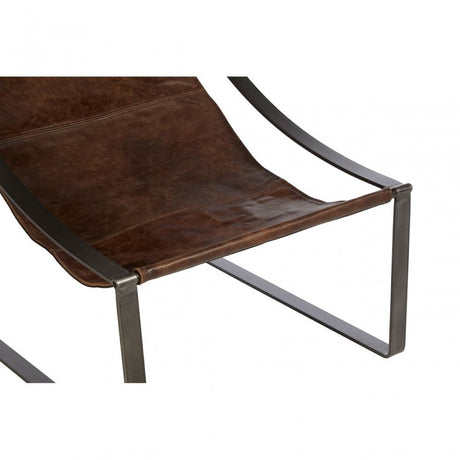 Maryn Brown Leather Chair, Leather, Iron, Linen, Brown