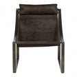 Maryn Ebony Leather Chair, Leather, Iron, Linen, Black
