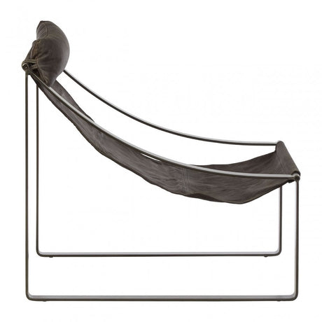 Maryn Ebony Leather Chair, Leather, Iron, Linen, Black