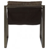 Maryn Ebony Leather Chair, Leather, Iron, Linen, Black