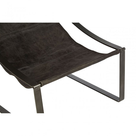 Maryn Ebony Leather Chair, Leather, Iron, Linen, Black