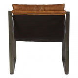 Maryn Light Brown Leather Chair, Leather, Iron, Linen, Brown