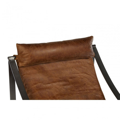 Maryn Light Brown Leather Chair, Leather, Iron, Linen, Brown