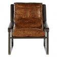 Maryn Light Brown Leather Lounge Chair, Leather, Iron, Brown