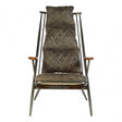 Maryn Genuine Ebony Leather Chair, Ash Wood, Leather, Iron, Linen, White