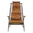 Maryn Light Brown Leather Chair, Ash Wood, Leather, Iron, Linen, Brown