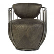 Maryn Ebony Leather Swivel Chair, Genuine Leather, Iron, Grey