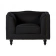 Feya Black Fabric Chair, Eucalyptus Wood, Sponge, Wood, Black