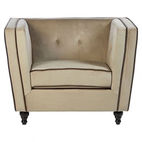 Ferris Mink Velvet Chair, Eucalyptus Wood, Wood, Beige