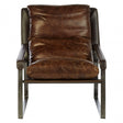 Maryn Genuine Brown Leather Lounge Chair, Genuine Leather, Iron, Brown