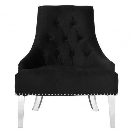 Kirsti Button Tufted Black Chair, Black