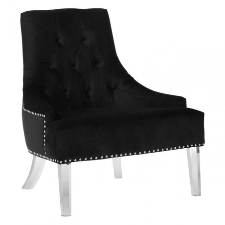 Kirsti Button Tufted Black Chair, Black