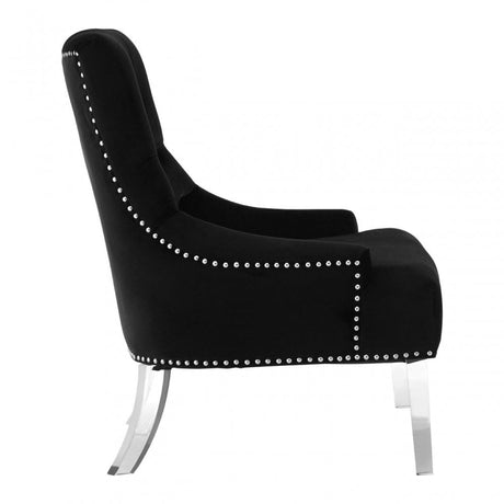 Kirsti Button Tufted Black Chair, Black
