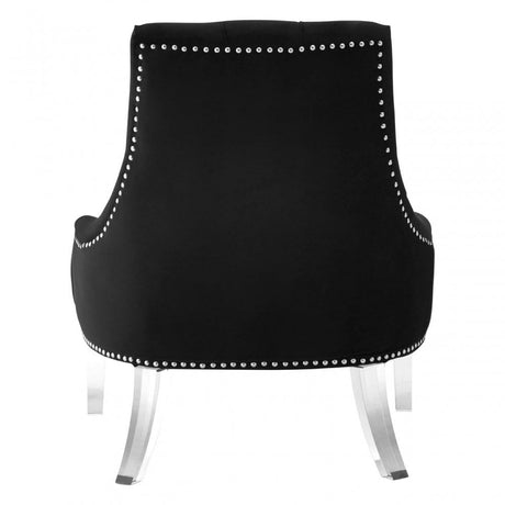 Kirsti Button Tufted Black Chair, Black