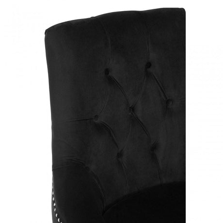 Kirsti Button Tufted Black Chair, Black