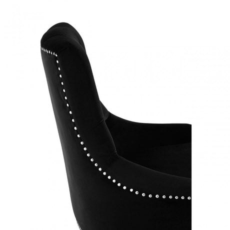 Kirsti Button Tufted Black Chair, Black