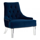 Kirsti Button Tufted Blue Chair, Blue