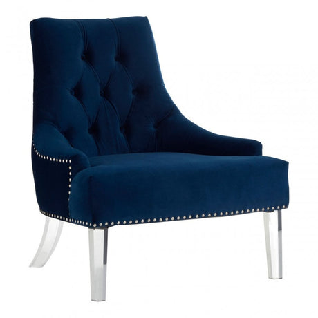 Kirsti Button Tufted Blue Chair, Blue