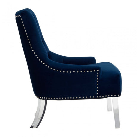 Kirsti Button Tufted Blue Chair, Blue