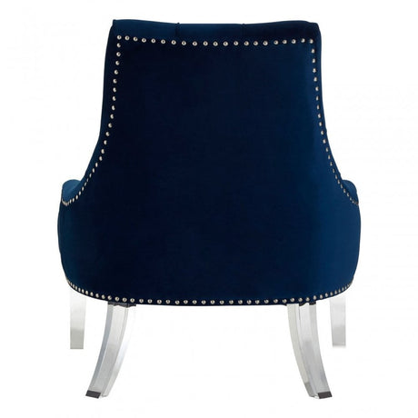 Kirsti Button Tufted Blue Chair, Blue