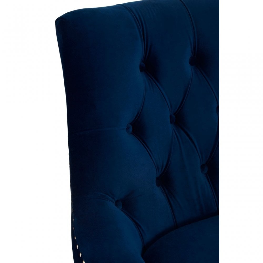 Kirsti Button Tufted Blue Chair, Blue