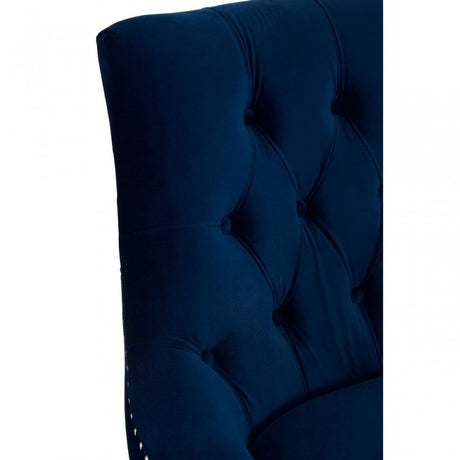 Kirsti Button Tufted Blue Chair, Blue