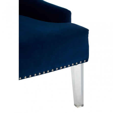 Kirsti Button Tufted Blue Chair, Blue