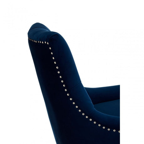 Kirsti Button Tufted Blue Chair, Blue