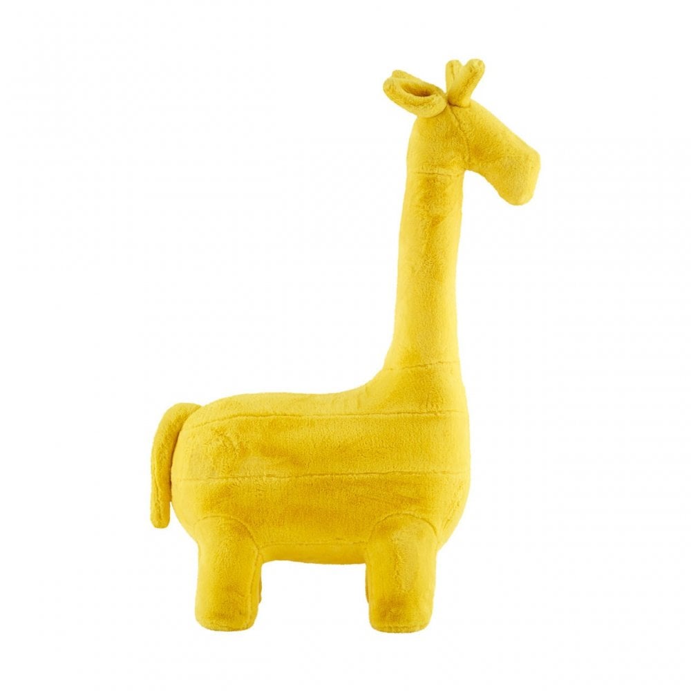 Childrens Yellow Fur and Wood Giraffe Animal Chair