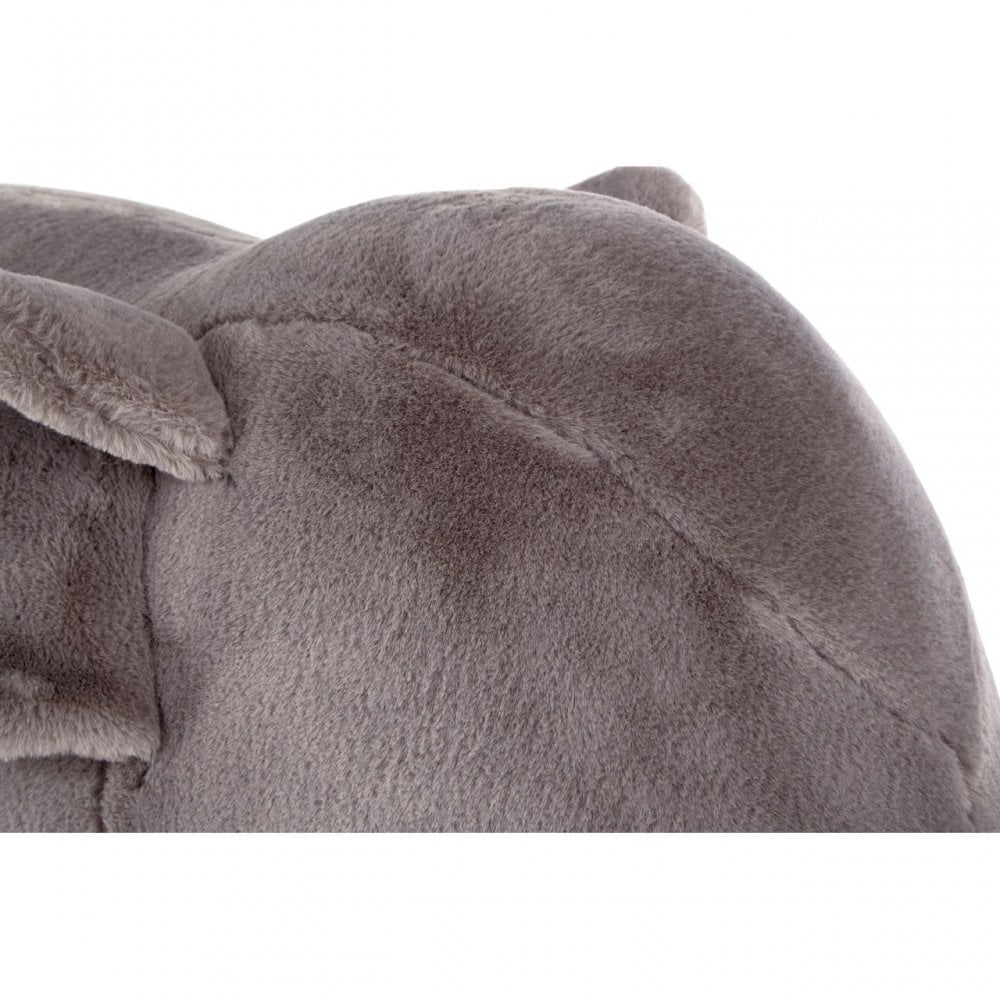 Childrens Grey Fur and Wood Elephant Animal Chair