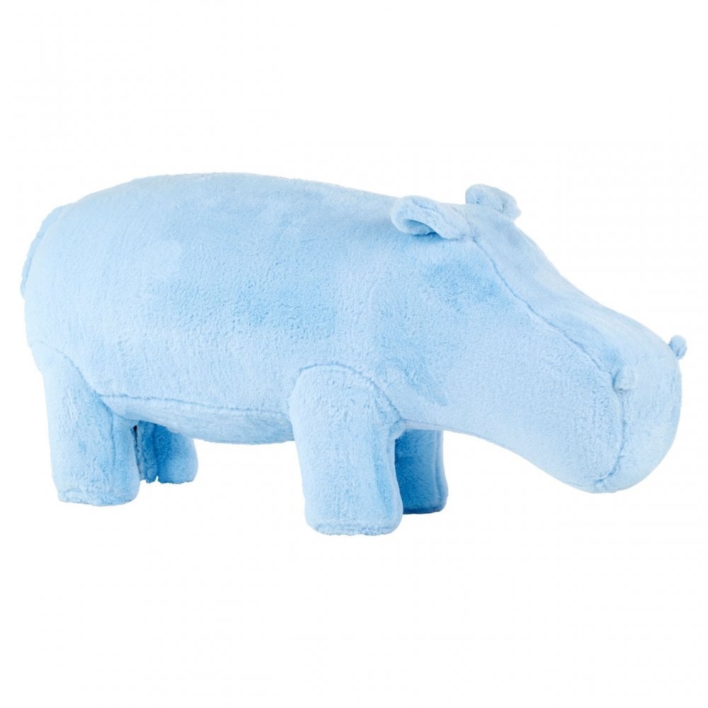 Childrens Blue Fur and Wood Hippo Animal Chair