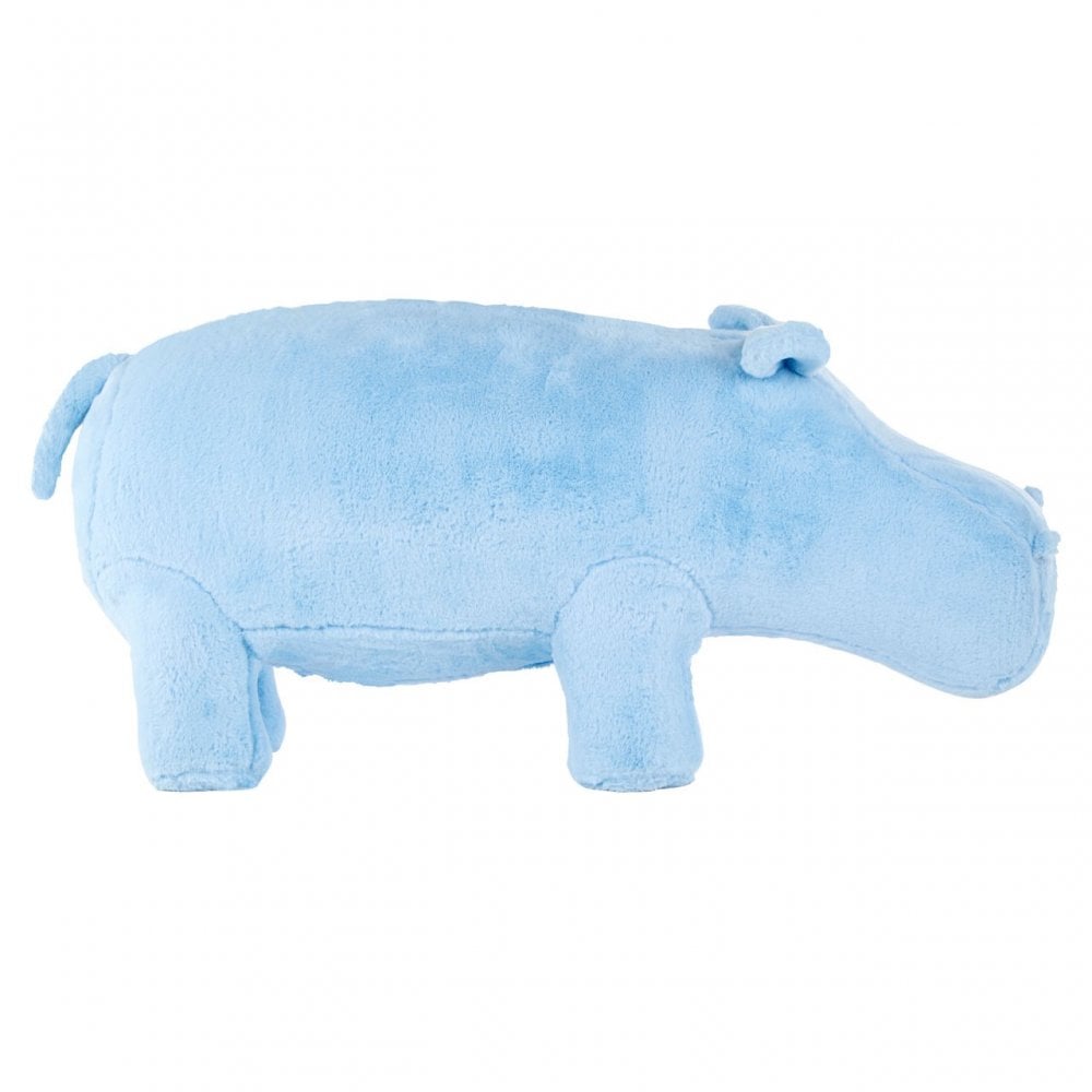 Childrens Blue Fur and Wood Hippo Animal Chair