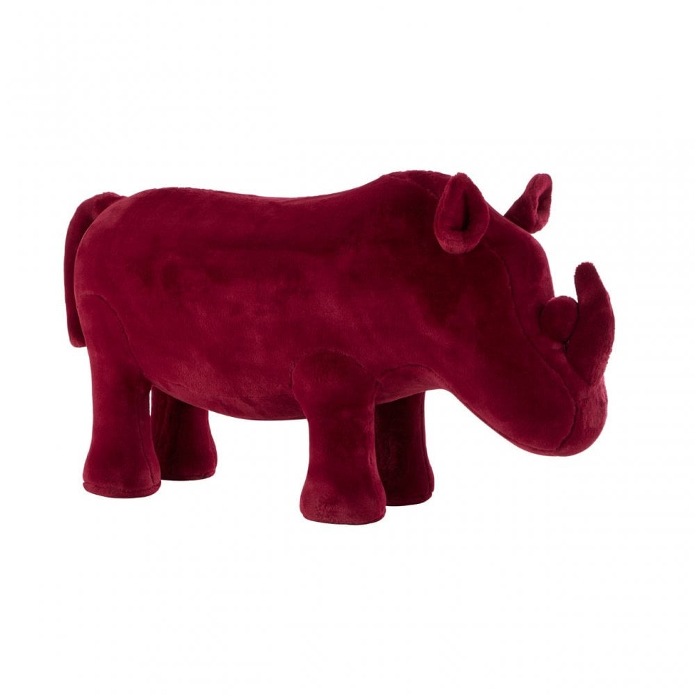 Childrens Maroon Fur and Wood Rhino Animal Chair
