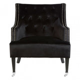 Darlington Black Velvet Chair, Cotton Velvet / Rubber Webbing, Rubberwood, Wood, Black
