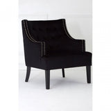 Darlington Black Velvet Chair, Cotton Velvet / Rubber Webbing, Rubberwood, Wood, Black