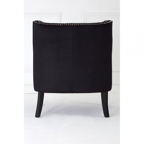 Darlington Black Velvet Chair, Cotton Velvet / Rubber Webbing, Rubberwood, Wood, Black