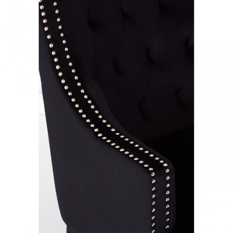Darlington Black Velvet Chair, Cotton Velvet / Rubber Webbing, Rubberwood, Wood, Black