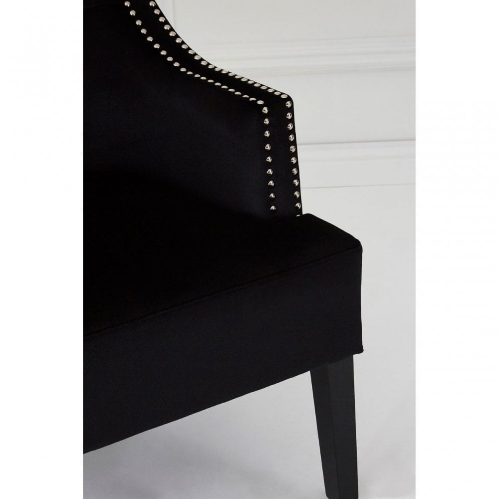 Darlington Black Velvet Chair, Cotton Velvet / Rubber Webbing, Rubberwood, Wood, Black