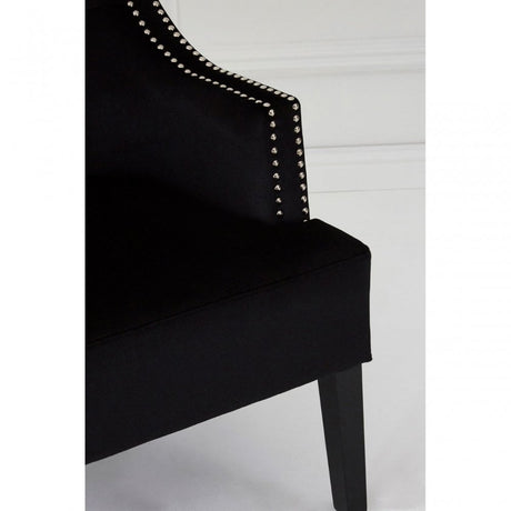 Darlington Black Velvet Chair, Cotton Velvet / Rubber Webbing, Rubberwood, Wood, Black