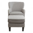 Decadence Grey Fabric Chair & Footstool, Birchwood / Rubber Webbing, Rubberwood, Grey
