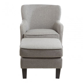 Decadence Grey Fabric Chair & Footstool, Birchwood / Rubber Webbing, Rubberwood, Grey
