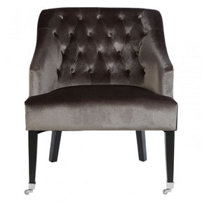 Darwin Grey Velvet Chair, Cotton Velvet, Rubberwood