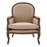 Charles Beige Armchair, Cotton, Mahogany Wood, Grey